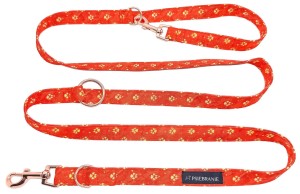 Smycz przepinana czerwona, "red gold", okucia złote