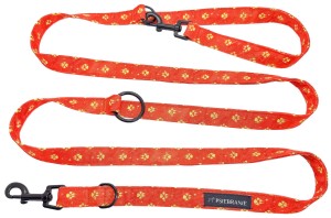 Smycz przepinana czerwona, "red gold", okucia czarne